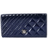 CHANEL Coco Boy Long Wallet Navy Patent Leather